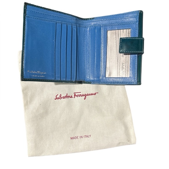 Salvatore Ferragamo RARE blue patent calf leather wallet-some marks stickiness - Picture 3 of 17